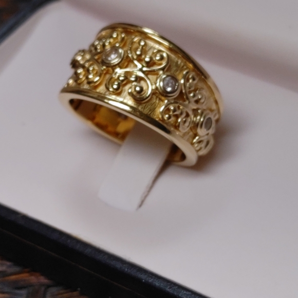 Gold Vermeil 925 Thailand Band Ring Byzantine Style Size 8 - Picture 5 of 15